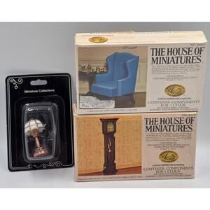 House Of Miniatures Dollhouse Furniture Kit Chippendale Chair 40016 Clock 40018